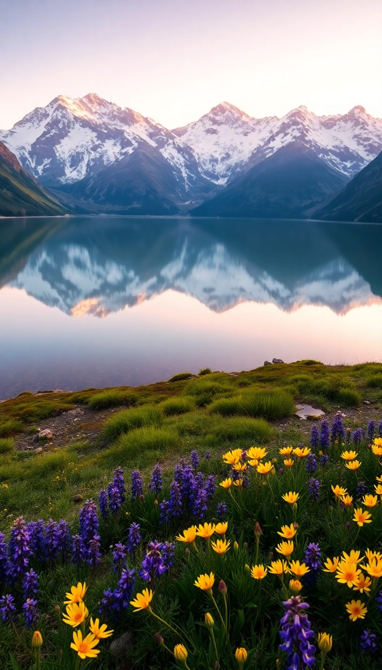 iPhone Spring Mountain Reflection Photogenic Background Royalty-Free Image